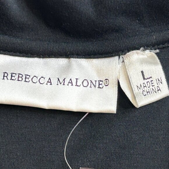 NWT Rebecca Malone Large Caviar 3/4 Sleeve Blouse with Embellishments Zipper - Picture 8 of 11